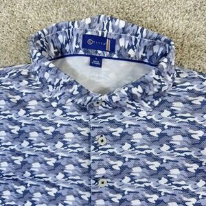 Stitch Golf Polo Mens Large Blue Camo Detroit Golf Club Performance Shirt